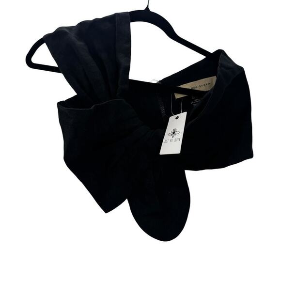 Just Bee Queen Linen Front Twist One Shoulder Sol Top in Black Size Small NWT - Picture 6 of 10